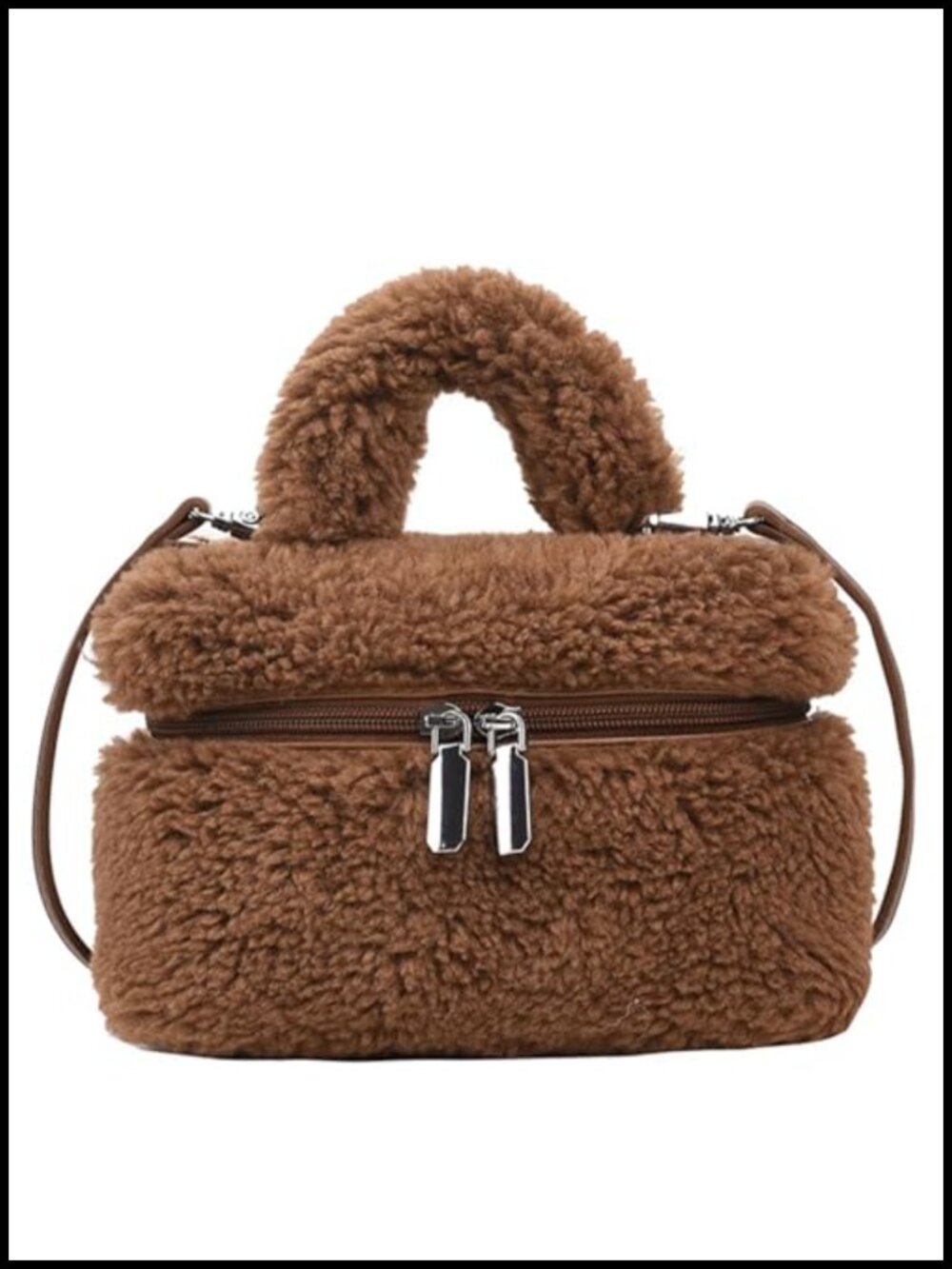 Faux Fur Crossbody Purse Women Fluffy Lambswool Top-Handle Handbag Cute Fuzzy